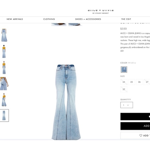 Alice + Olivia Light Wash Bell Bottom Jeans NWOT - Picture 7 of 7